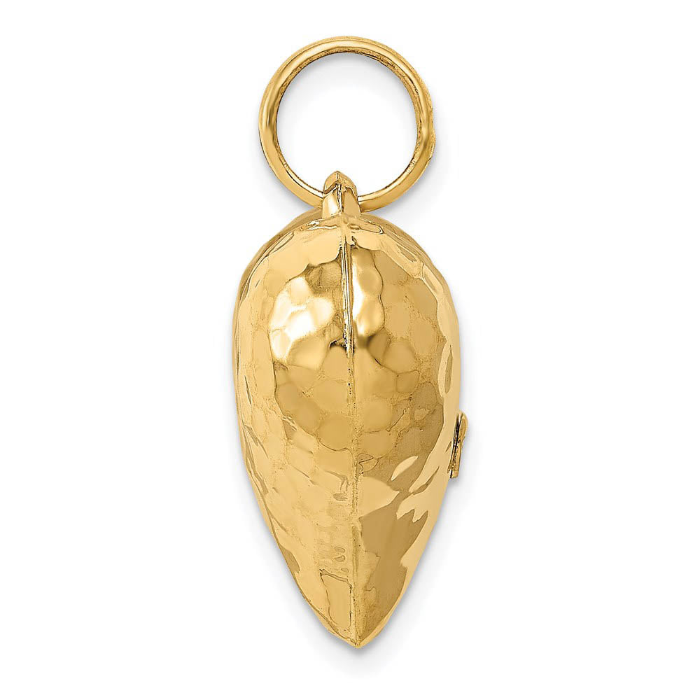 Alternate view of the 14k Yellow Gold Hollow Hammered Puffed Heart Charm or Pendant, 22mm by The Black Bow Jewelry Co.