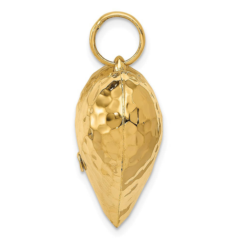 Alternate view of the 14k Yellow Gold Hollow Hammered Puffed Heart Pendant, 25mm by The Black Bow Jewelry Co.