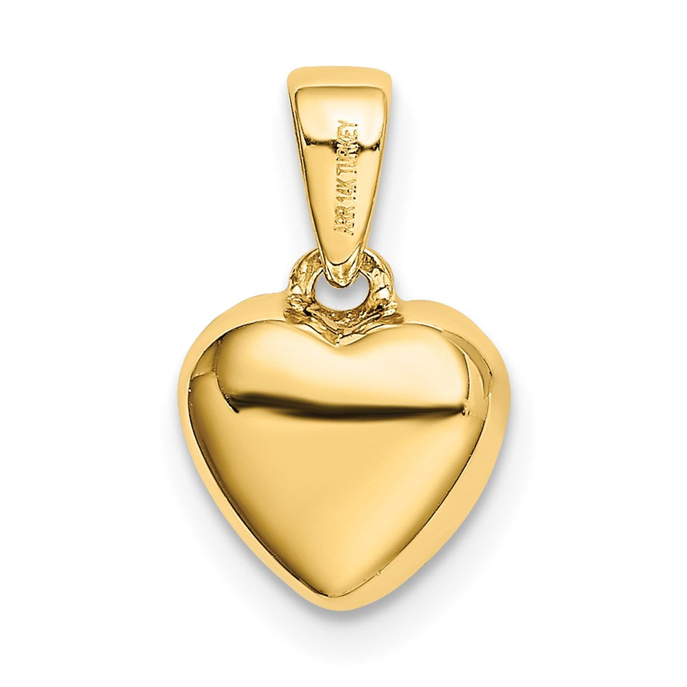 Alternate view of the 14k Yellow Gold Polished Pave Cubic Zirconia Heart Pendant, 9mm by The Black Bow Jewelry Co.