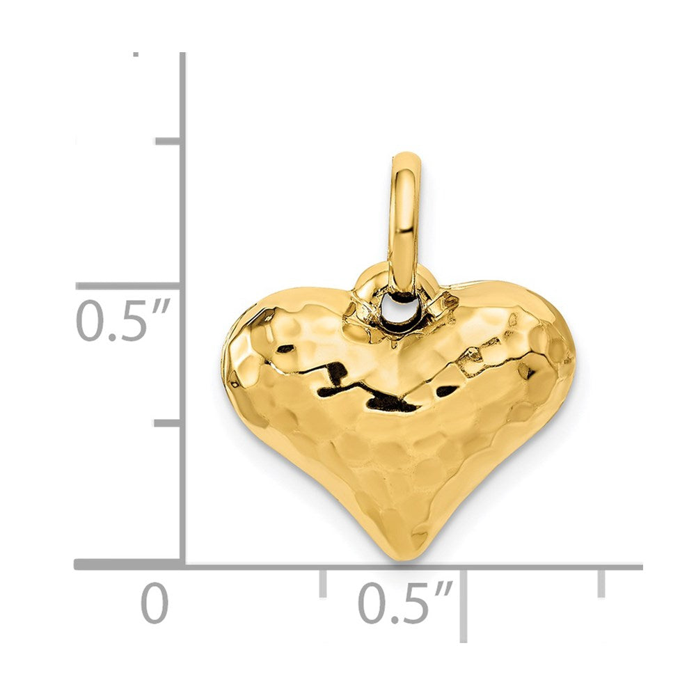 Alternate view of the 14k Yellow Gold Hollow Faceted Puffed Heart Charm or Pendant, 16mm by The Black Bow Jewelry Co.