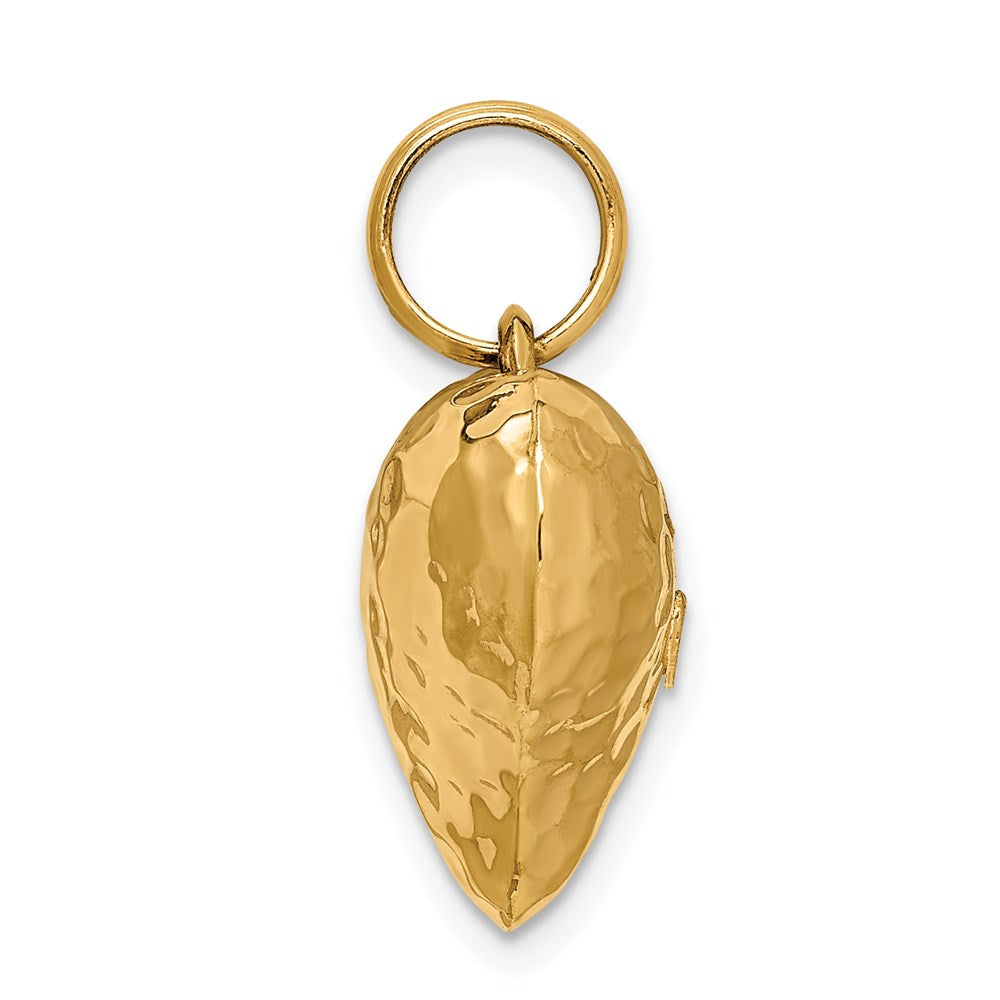 Alternate view of the 14k Yellow Gold Hollow Faceted Puffed Heart Charm or Pendant, 18mm by The Black Bow Jewelry Co.