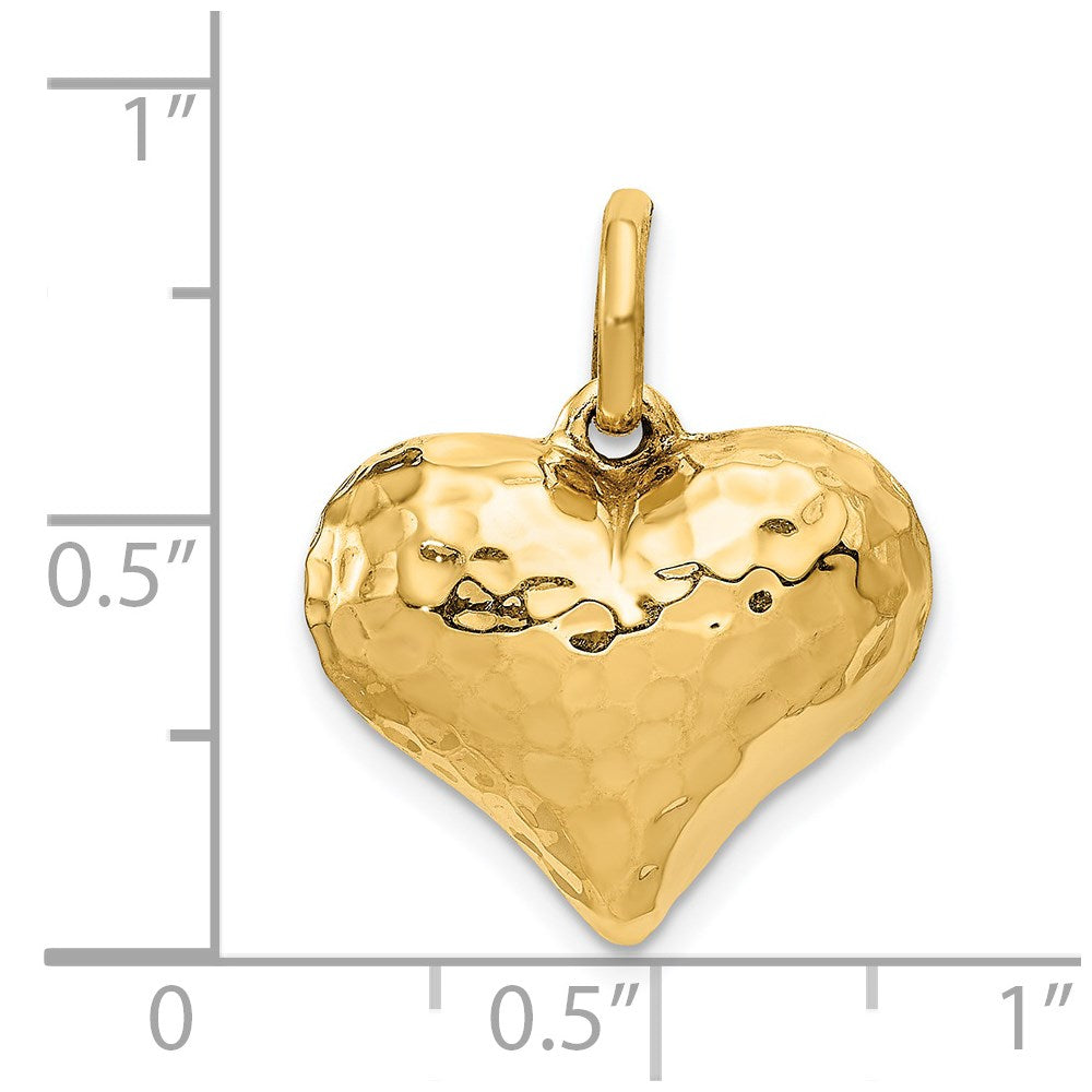 Alternate view of the 14k Yellow Gold Hollow Faceted Puffed Heart Charm or Pendant, 18mm by The Black Bow Jewelry Co.
