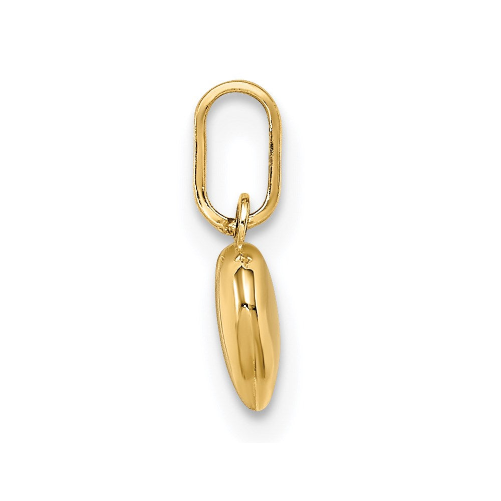 Alternate view of the 14k Yellow Gold Hollow Heart Charm or Pendant, 6mm by The Black Bow Jewelry Co.