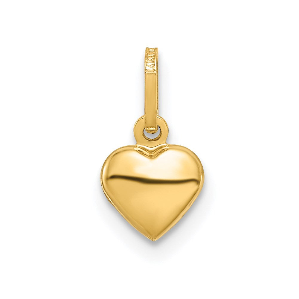 Alternate view of the 14k Yellow Gold Hollow Heart Charm or Pendant, 6mm by The Black Bow Jewelry Co.