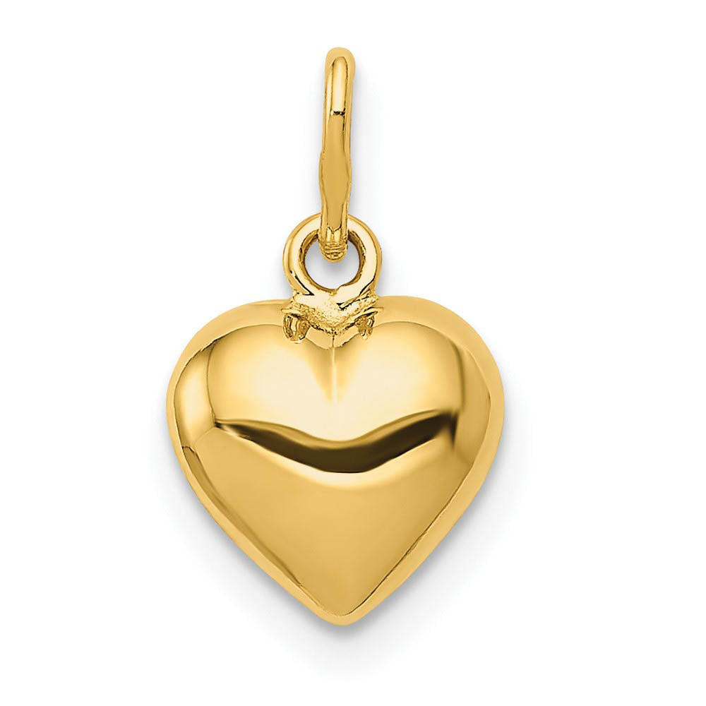 14k Yellow Gold Hollow Puffed Heart Charm or Pendant, 10mm, Item P25703 by The Black Bow Jewelry Co.