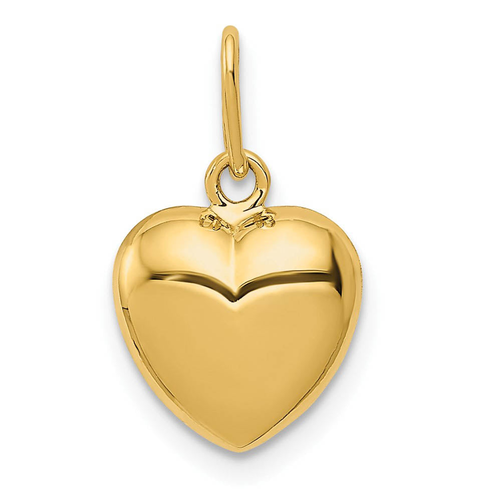 14k Yellow Gold Hollow Puffed Heart Charm or Pendant, 12mm, Item P25704 by The Black Bow Jewelry Co.