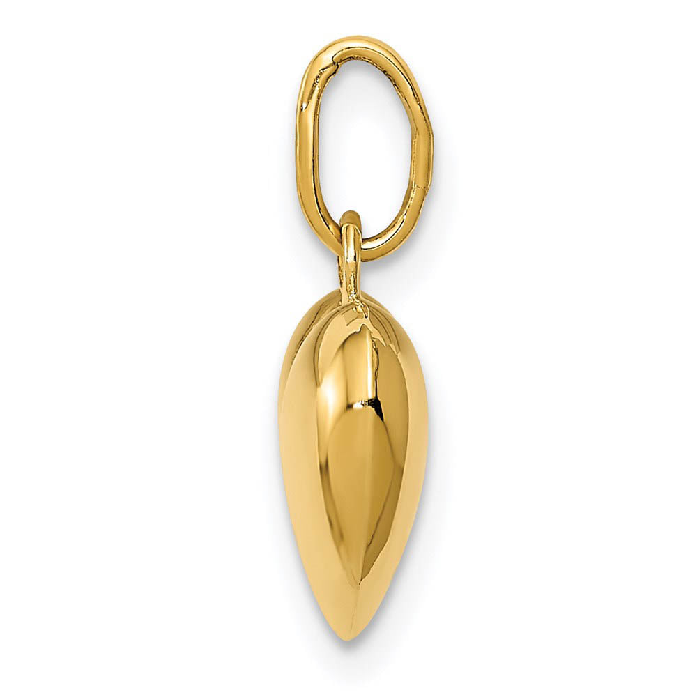 Alternate view of the 14k Yellow Gold Hollow Puffed Heart Charm or Pendant, 12mm by The Black Bow Jewelry Co.
