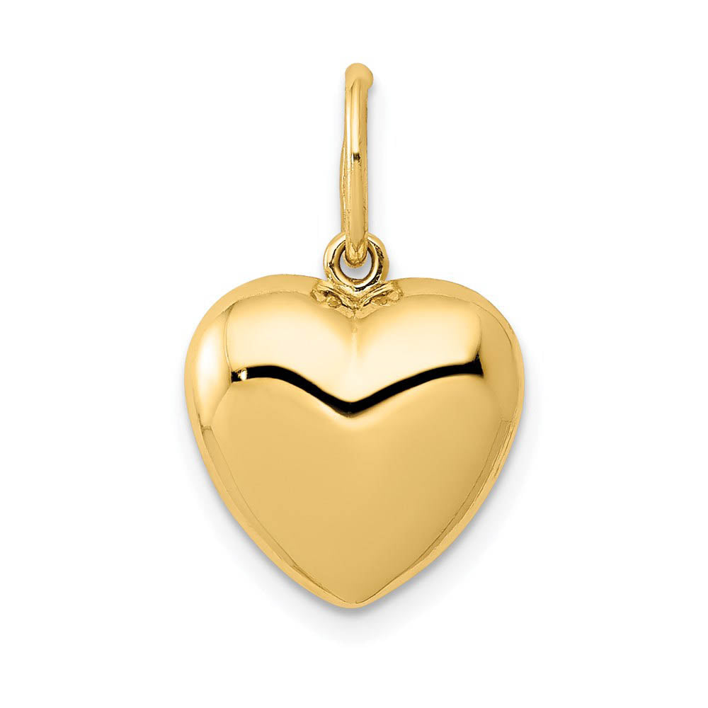 14k Yellow Gold 3D Hollow Puffed Heart Charm or Pendant, 12mm, Item P25705 by The Black Bow Jewelry Co.