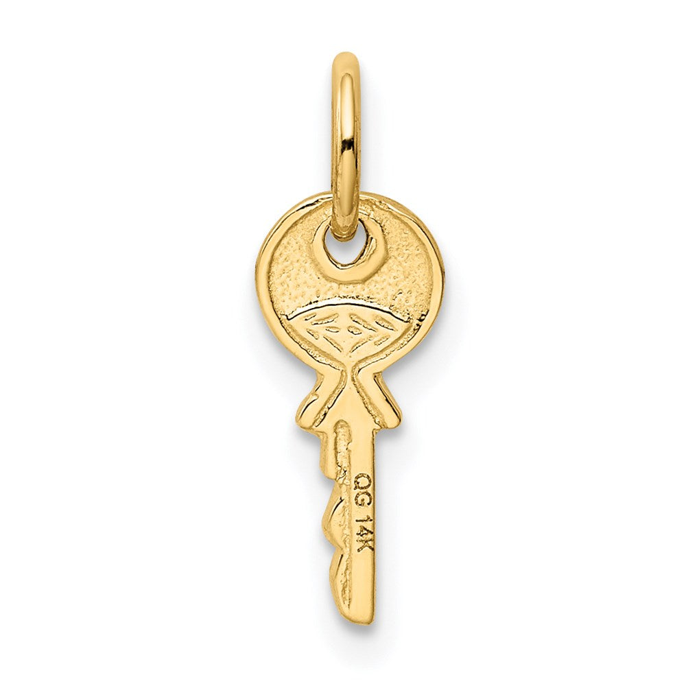 Alternate view of the 14k Yellow Gold Small Key Charm or Pendant, 6mm by The Black Bow Jewelry Co.
