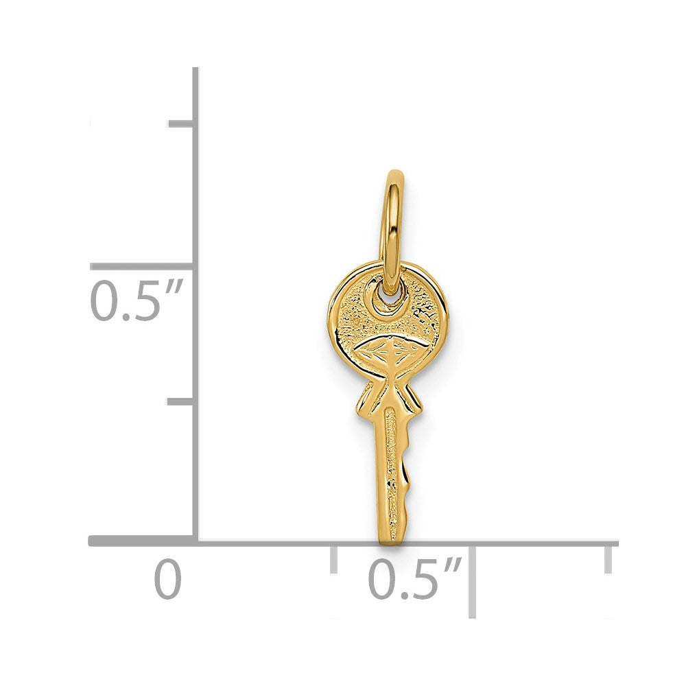 Alternate view of the 14k Yellow Gold Small Key Charm or Pendant, 6mm by The Black Bow Jewelry Co.