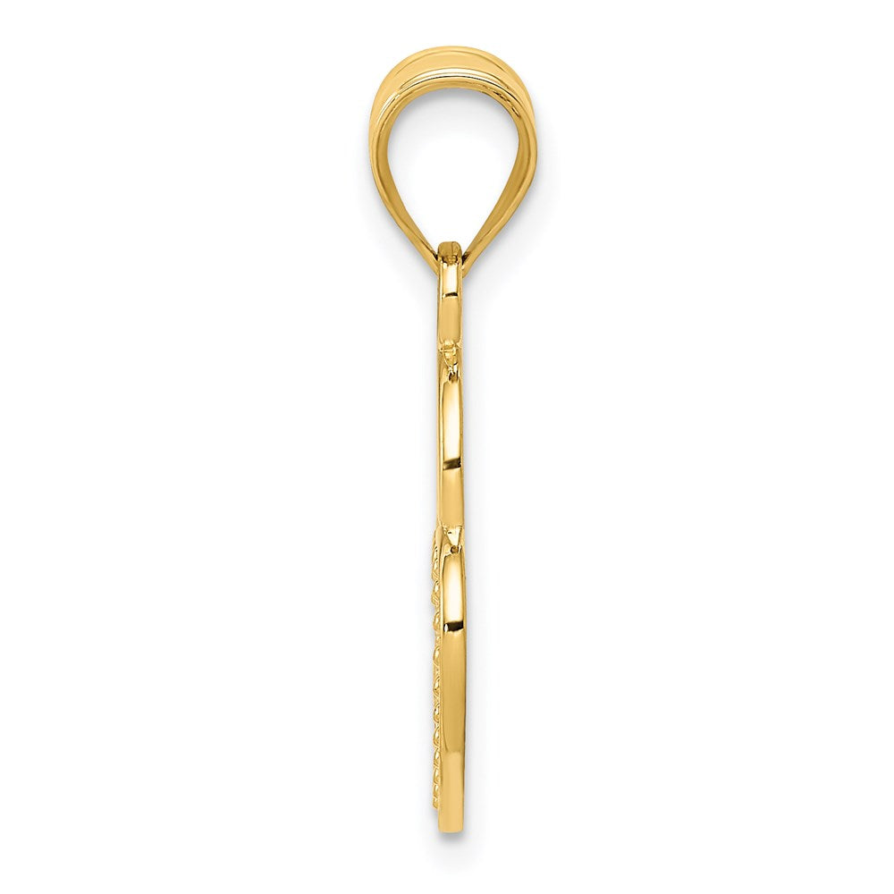 Alternate view of the 14k Yellow Gold Filigree Heart Key Hole Lock Pendant, 12mm by The Black Bow Jewelry Co.