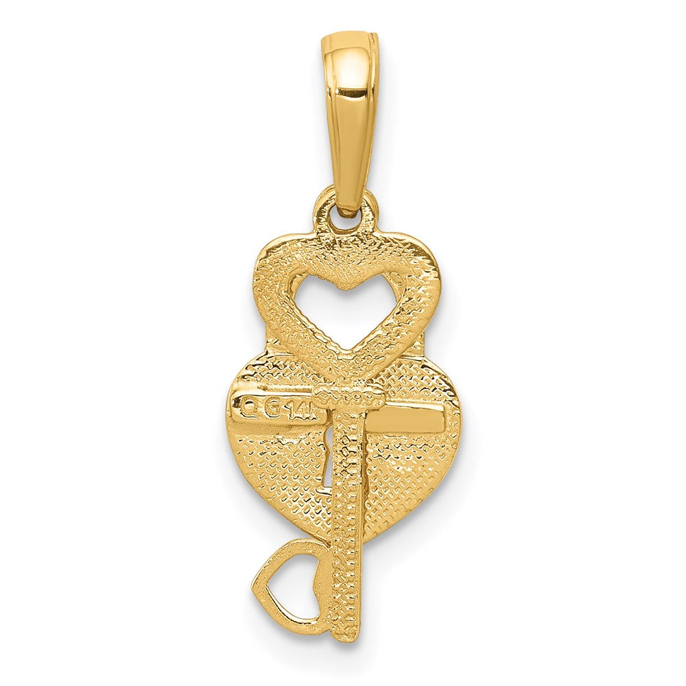 Alternate view of the 14k Yellow Gold Key and Heart Shaped Lock Pendant, 8mm by The Black Bow Jewelry Co.