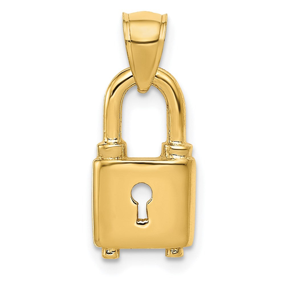 14k Yellow Gold Polished Key Hole Lock Pendant, 8mm, Item P25735 by The Black Bow Jewelry Co.