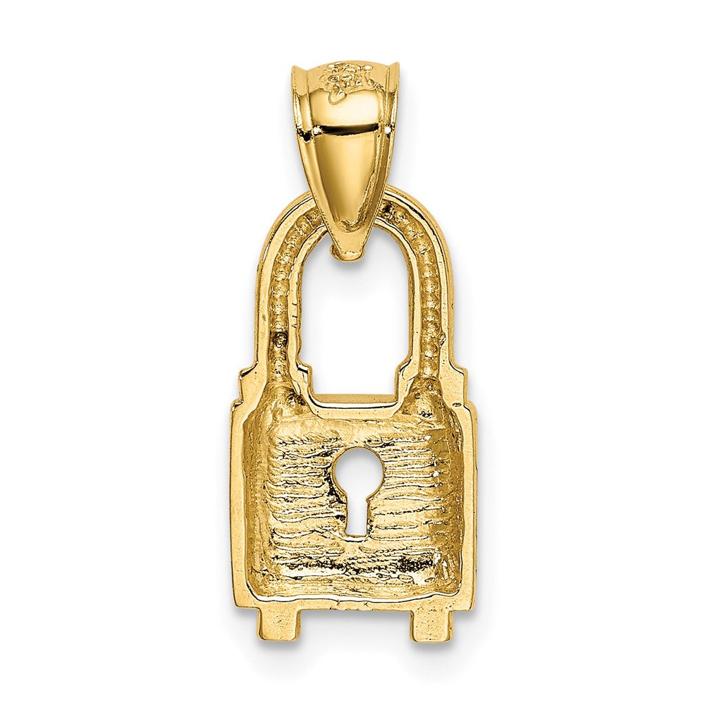 Alternate view of the 14k Yellow Gold Polished Key Hole Lock Pendant, 8mm by The Black Bow Jewelry Co.