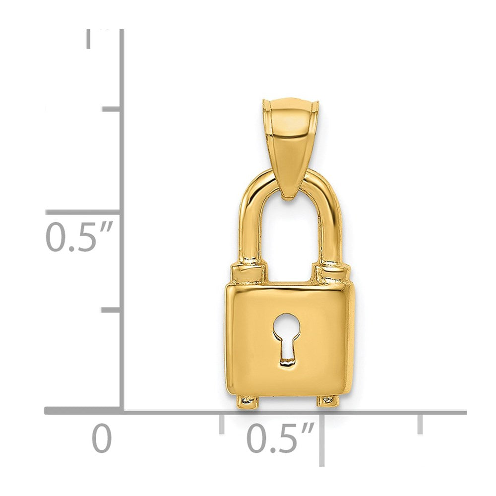Alternate view of the 14k Yellow Gold Polished Key Hole Lock Pendant, 8mm by The Black Bow Jewelry Co.