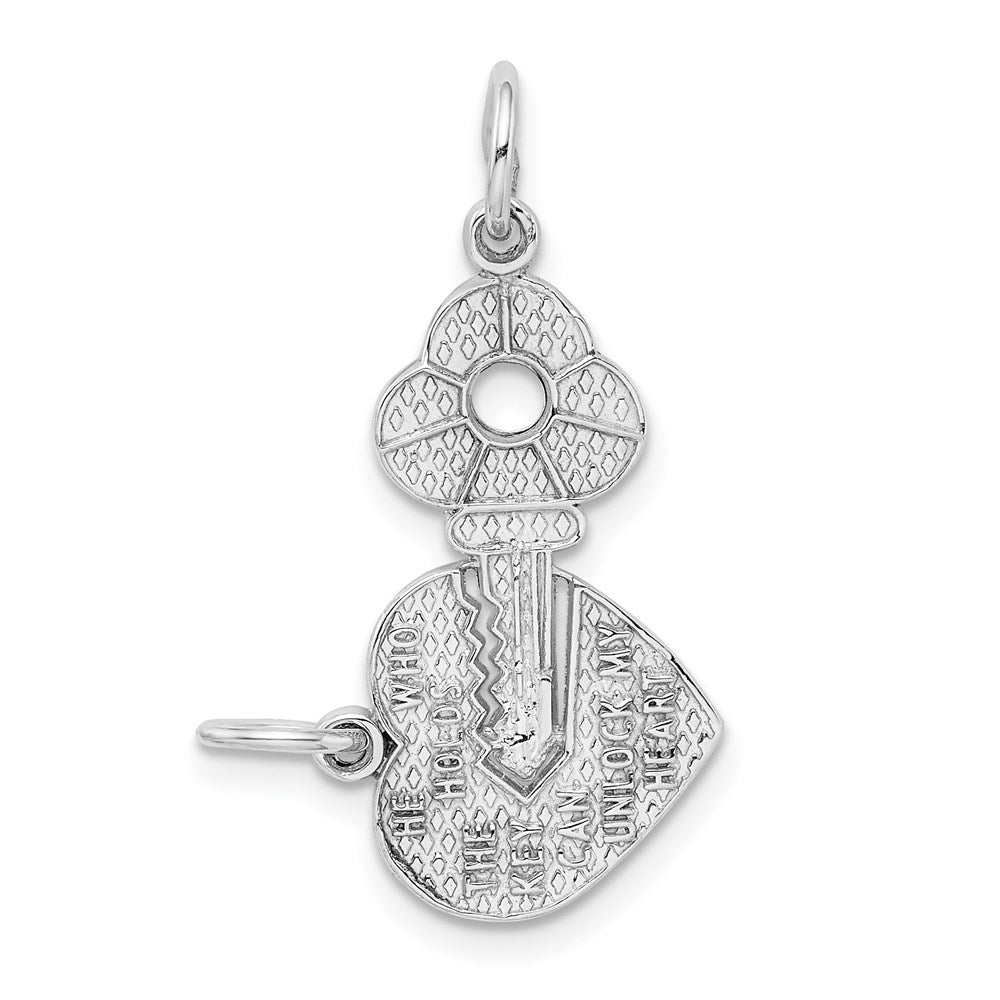 Alternate view of the 14k White Gold Key and Heart Set of 2 Charm or Pendants, 23mm by The Black Bow Jewelry Co.