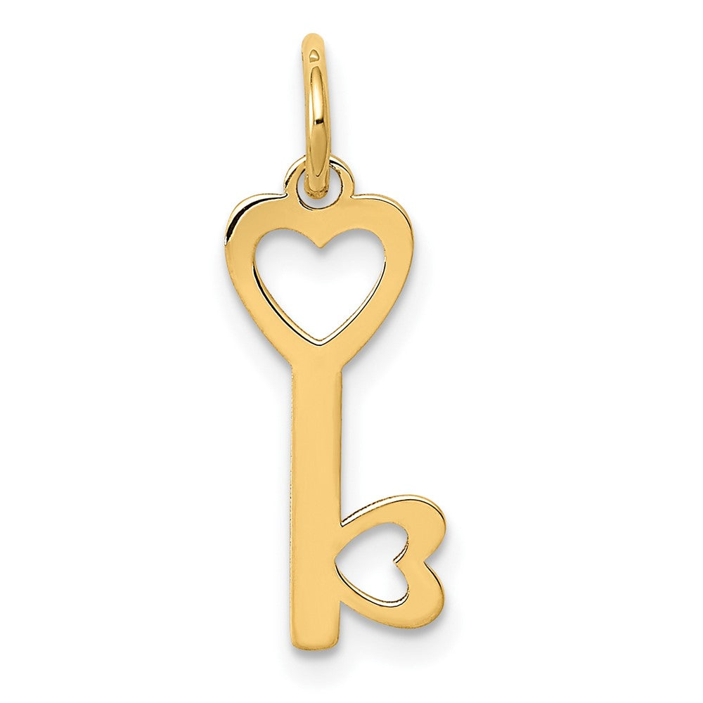 14k Yellow Gold Heart Shaped Key Charm or Pendant, 7mm, Item P25744 by The Black Bow Jewelry Co.
