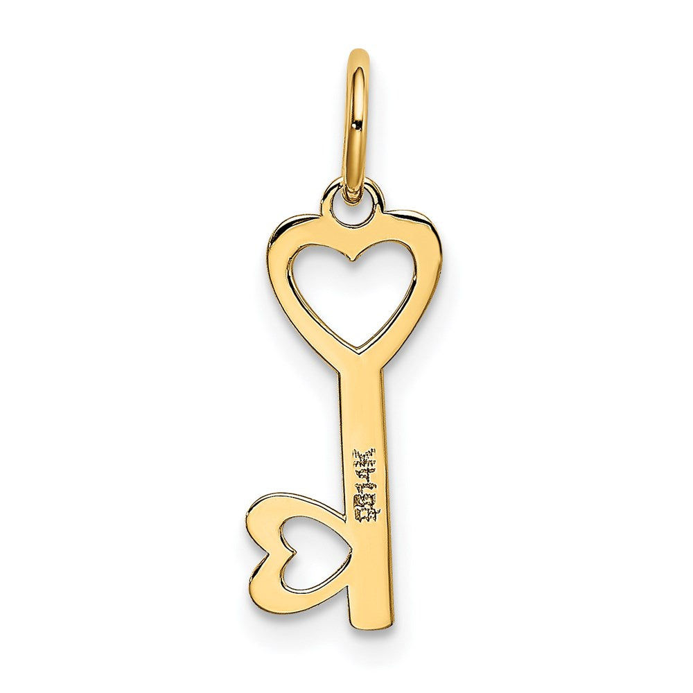 Alternate view of the 14k Yellow Gold Heart Shaped Key Charm or Pendant, 7mm by The Black Bow Jewelry Co.