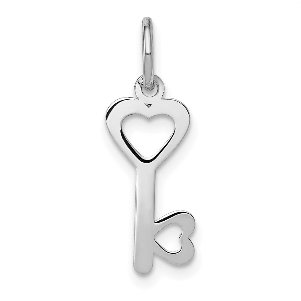 14k White Gold Heart Shaped Key Charm or Pendant, 7mm, Item P25745 by The Black Bow Jewelry Co.