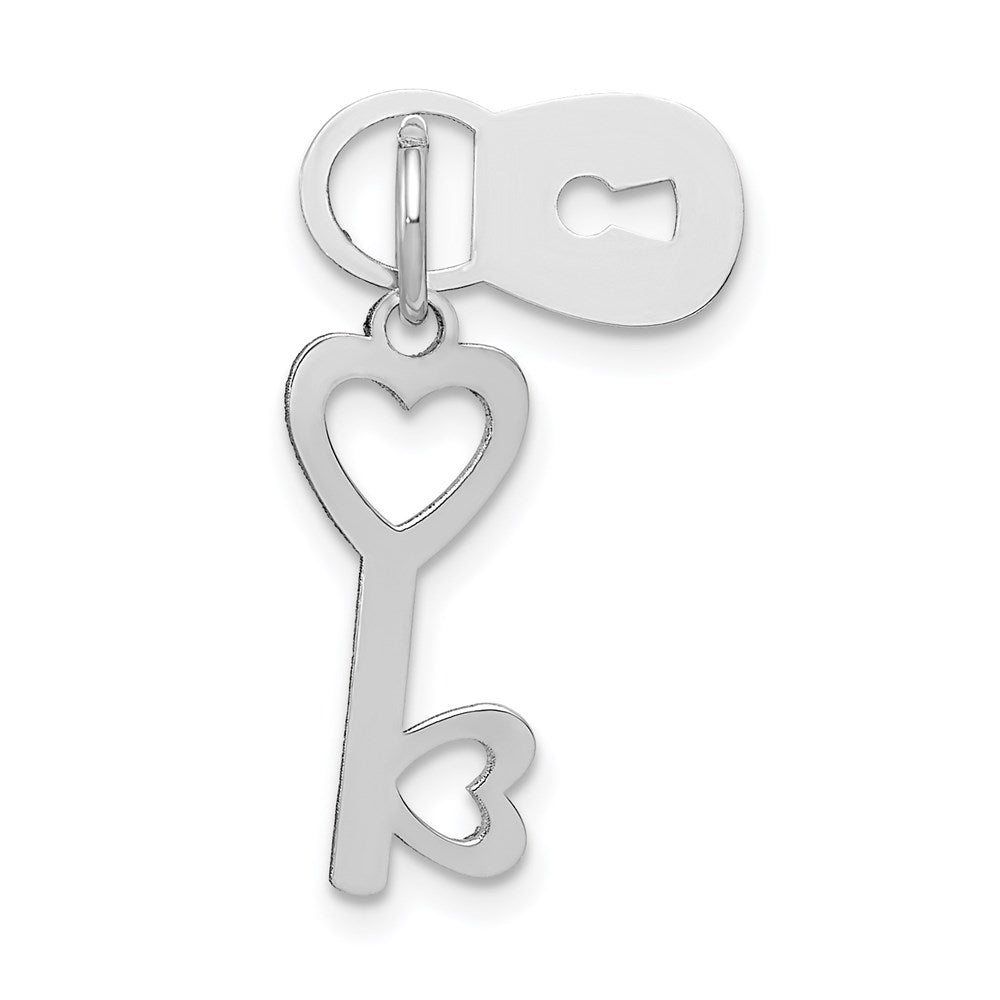 Alternate view of the 14k White Gold Polished Lock and Key Charm or Pendant, 7mm by The Black Bow Jewelry Co.