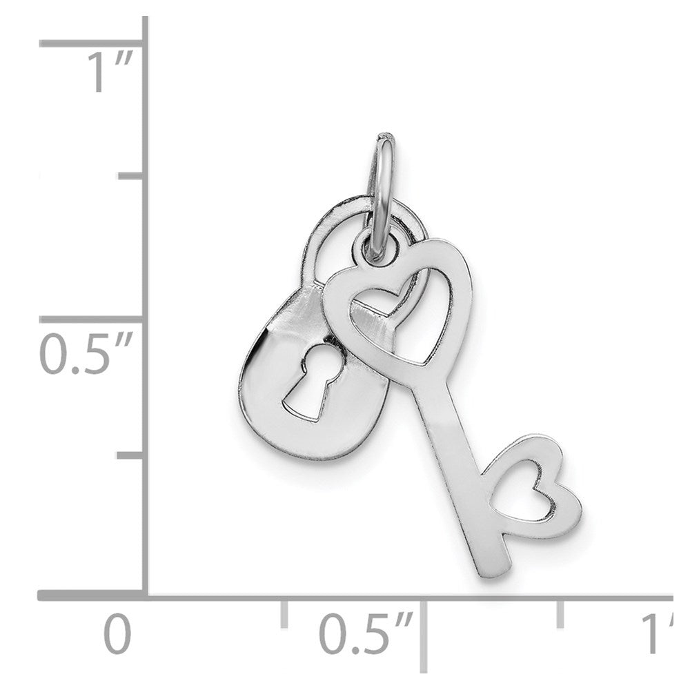 Alternate view of the 14k White Gold Polished Lock and Key Charm or Pendant, 7mm by The Black Bow Jewelry Co.