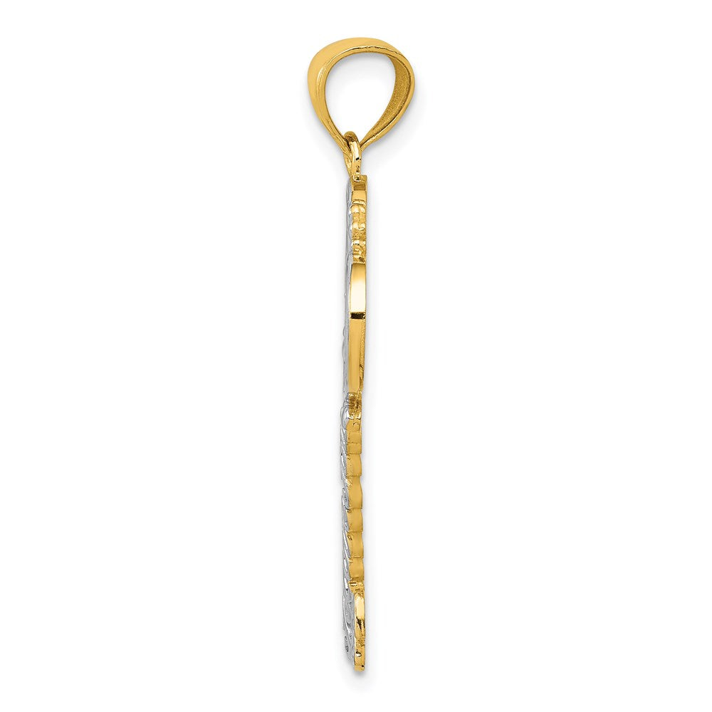 Alternate view of the 14k Yellow Gold & White Rhodium Plated I love You Key Pendant, 13mm by The Black Bow Jewelry Co.