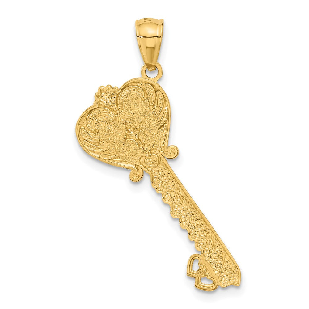 Alternate view of the 14k Yellow Gold & White Rhodium Plated I love You Key Pendant, 13mm by The Black Bow Jewelry Co.