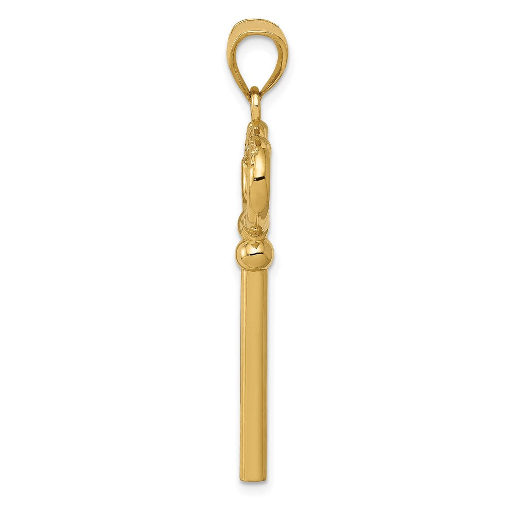 Alternate view of the 14k Yellow Gold Key to My Heart Key Pendant, 15mm by The Black Bow Jewelry Co.