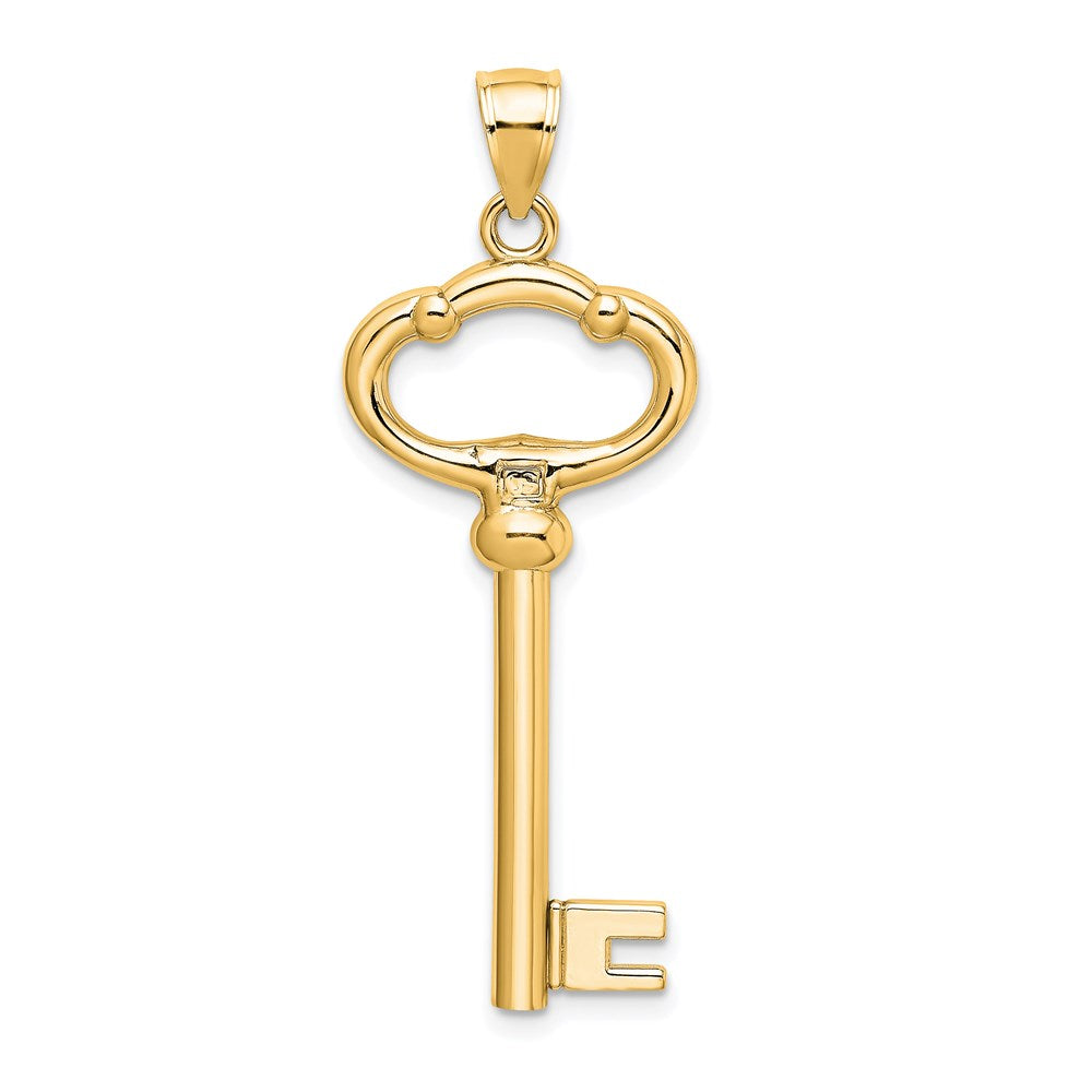 Alternate view of the 14k Yellow Gold Key to My Heart Key Pendant, 15mm by The Black Bow Jewelry Co.