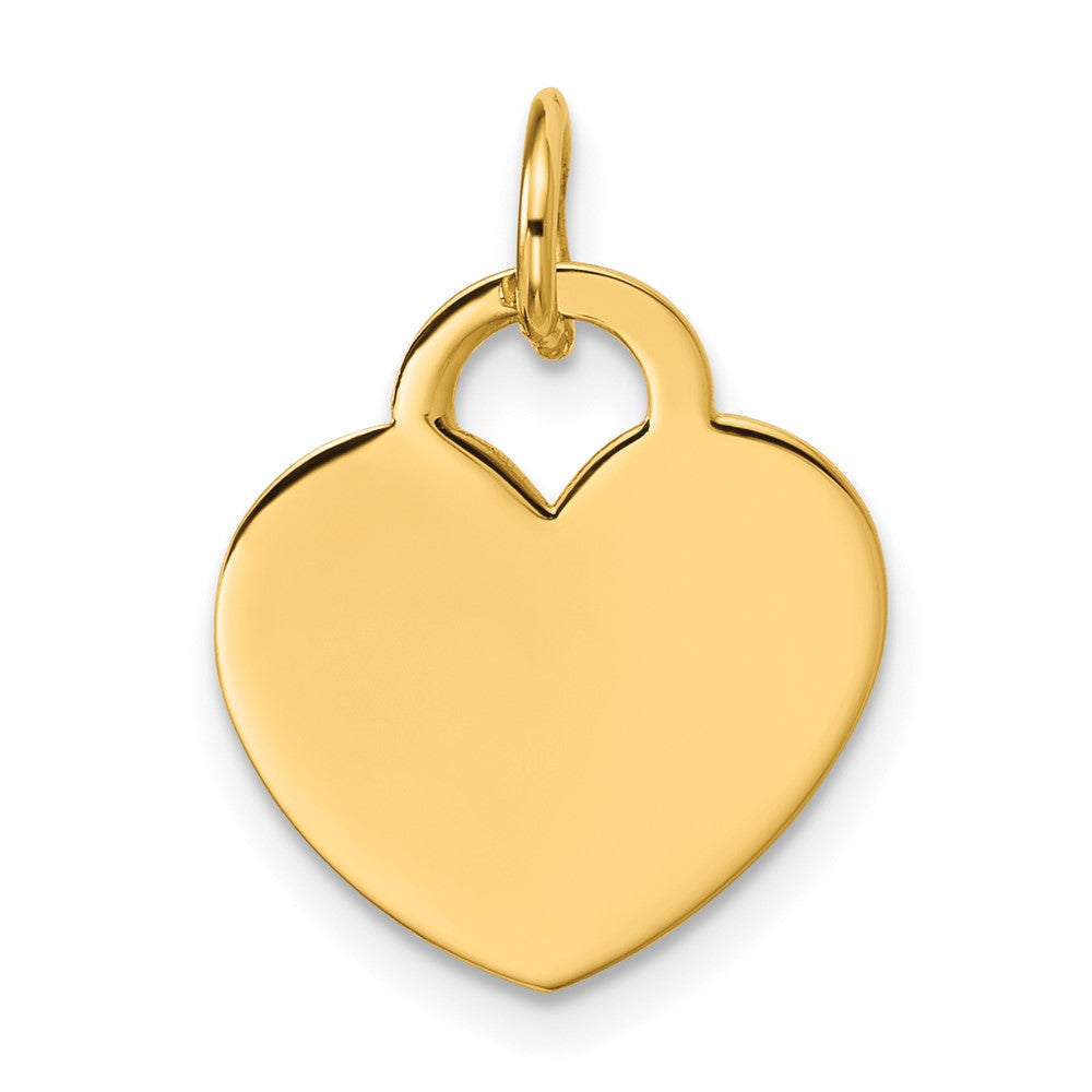 14k Yellow Gold Engravable Heart Charm or Pendant, 15mm, Item P25755 by The Black Bow Jewelry Co.