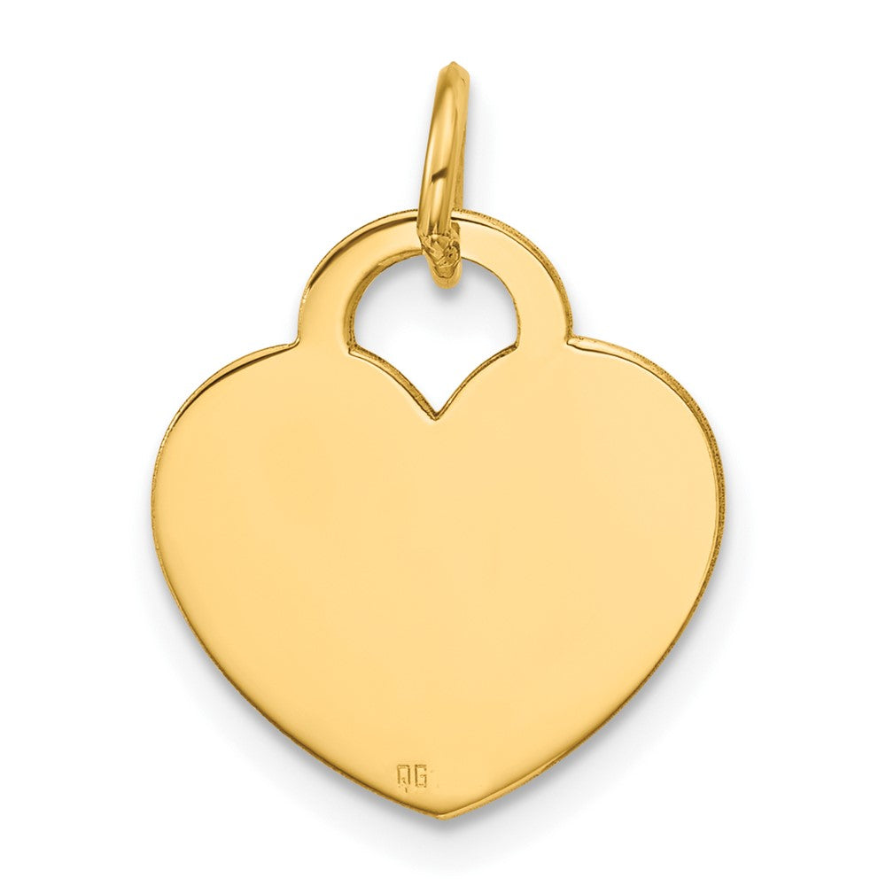Alternate view of the 14k Yellow Gold Engravable Heart Charm or Pendant, 15mm by The Black Bow Jewelry Co.