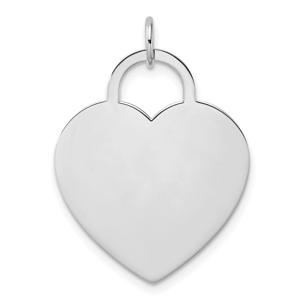 14k White Gold Engravable Heart Disc Charm or Pendant, 22mm, Item P25756 by The Black Bow Jewelry Co.