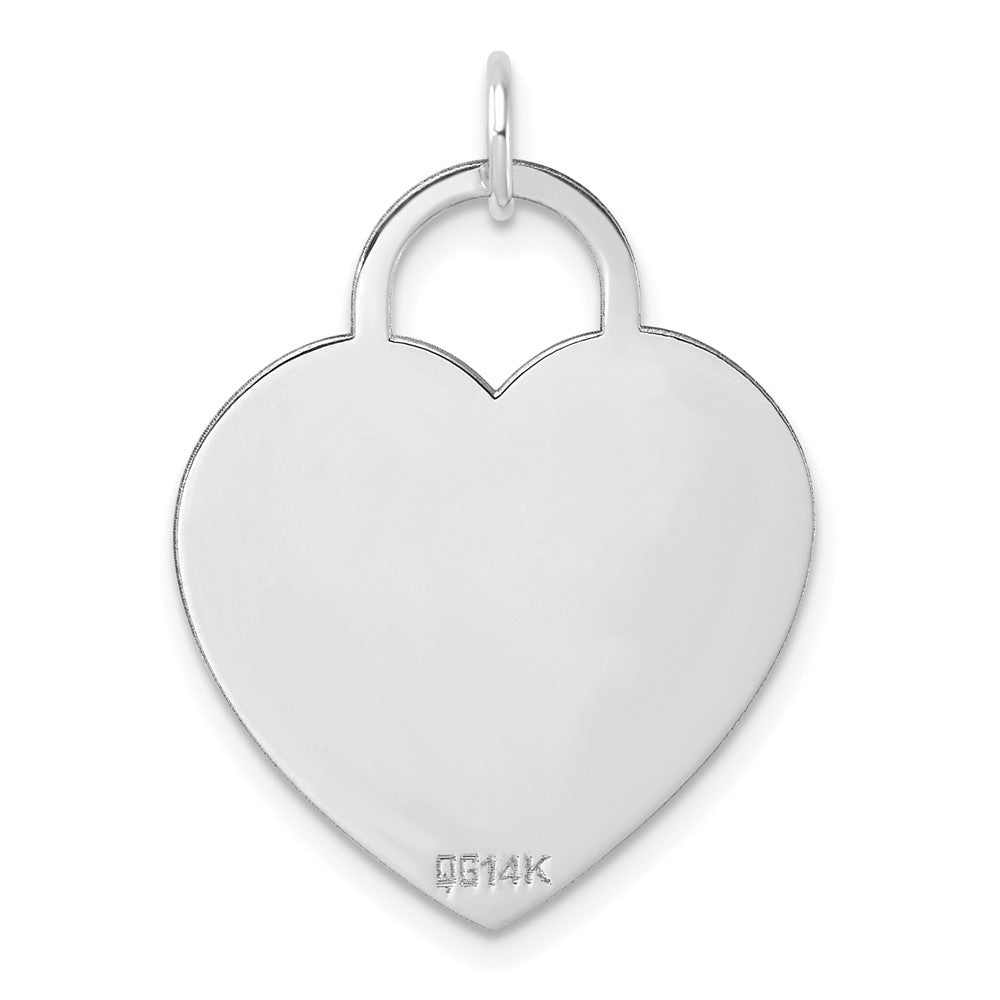 Alternate view of the 14k White Gold Engravable Heart Disc Charm or Pendant, 22mm by The Black Bow Jewelry Co.