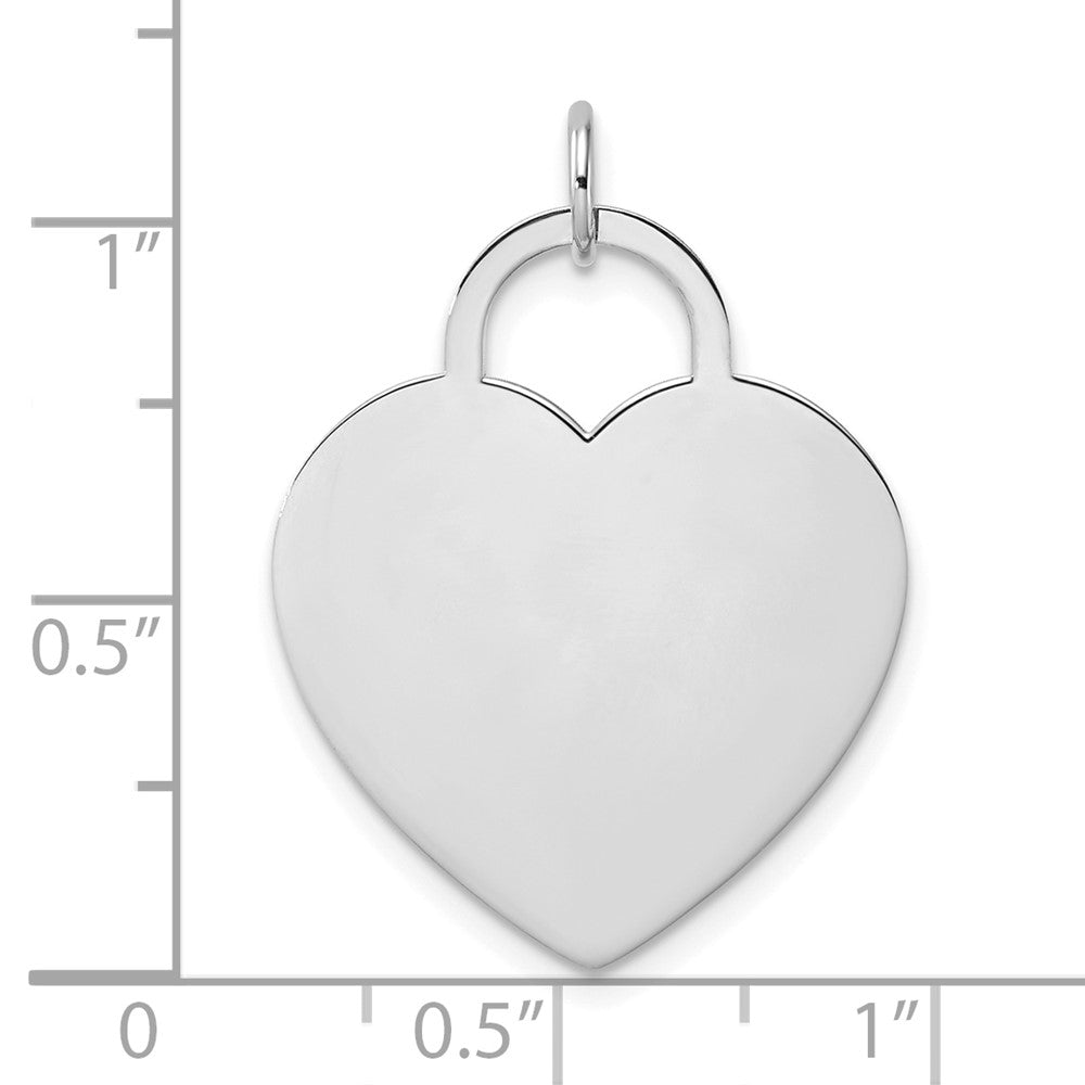 Alternate view of the 14k White Gold Engravable Heart Disc Charm or Pendant, 22mm by The Black Bow Jewelry Co.