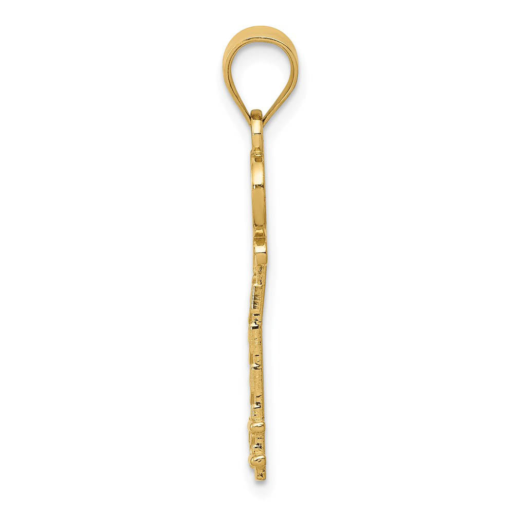 Alternate view of the 14k Yellow Gold Diamond Cut Key Pendant, 8mm by The Black Bow Jewelry Co.