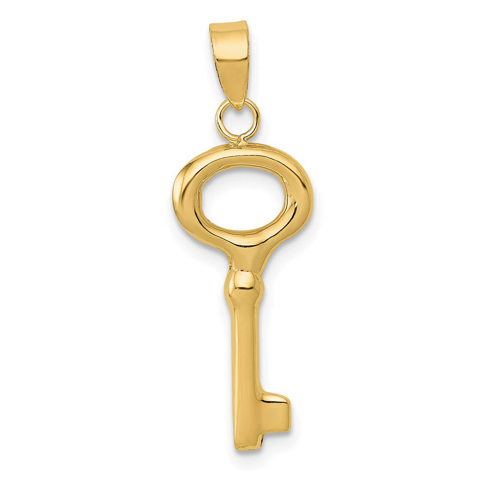 14k Yellow Gold Round Top Key Pendant, 10mm, Item P25759 by The Black Bow Jewelry Co.