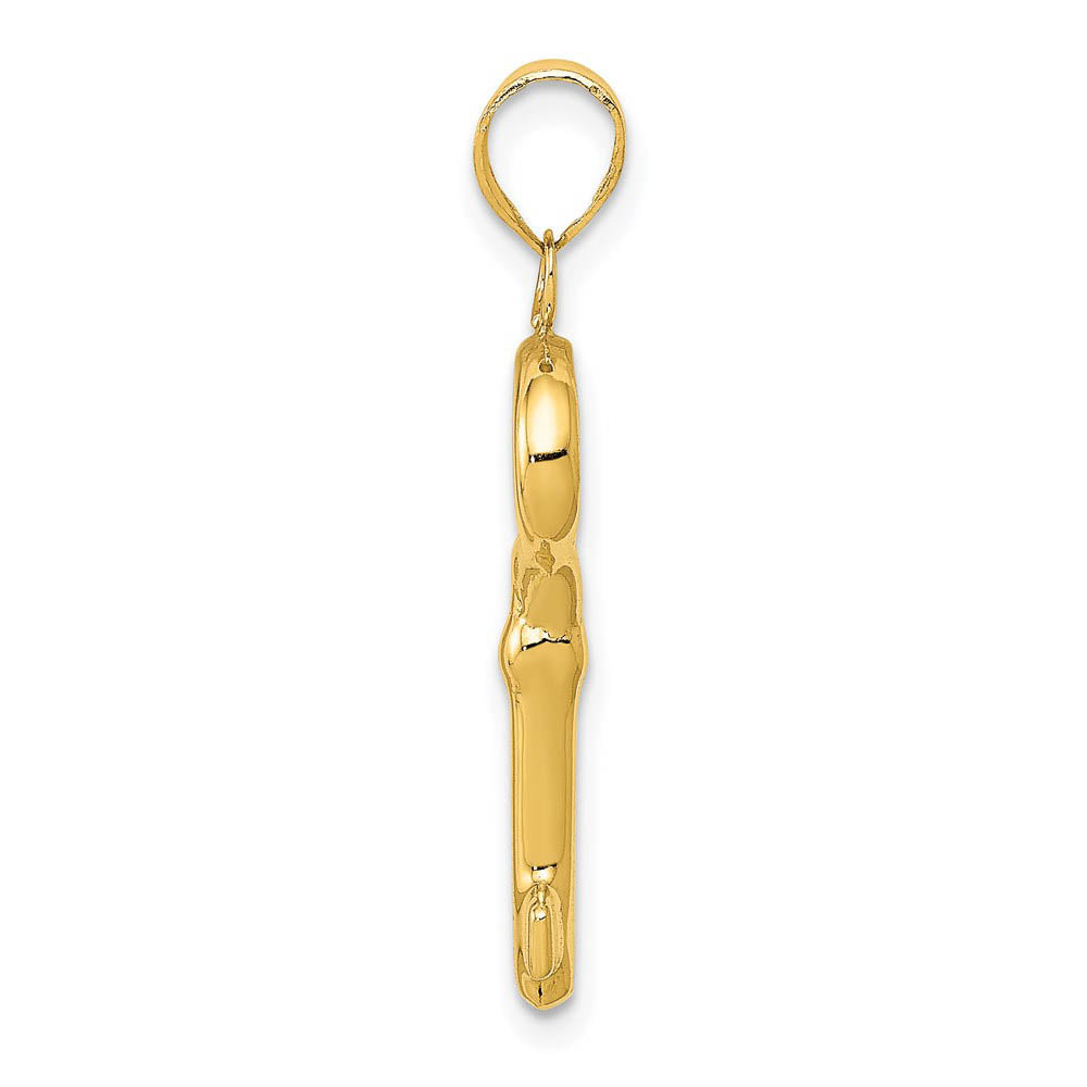 Alternate view of the 14k Yellow Gold Round Top Key Pendant, 10mm by The Black Bow Jewelry Co.