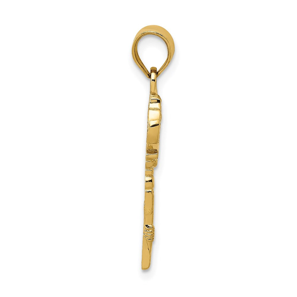 Alternate view of the 14k Yellow Gold Polished Fancy Key Pendant, 8mm by The Black Bow Jewelry Co.