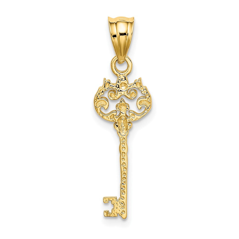 Alternate view of the 14k Yellow Gold Polished Fancy Key Pendant, 8mm by The Black Bow Jewelry Co.