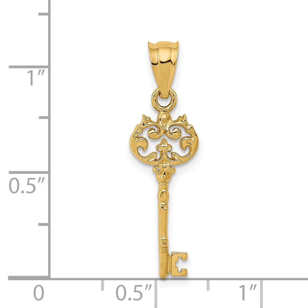 Alternate view of the 14k Yellow Gold Polished Fancy Key Pendant, 8mm by The Black Bow Jewelry Co.