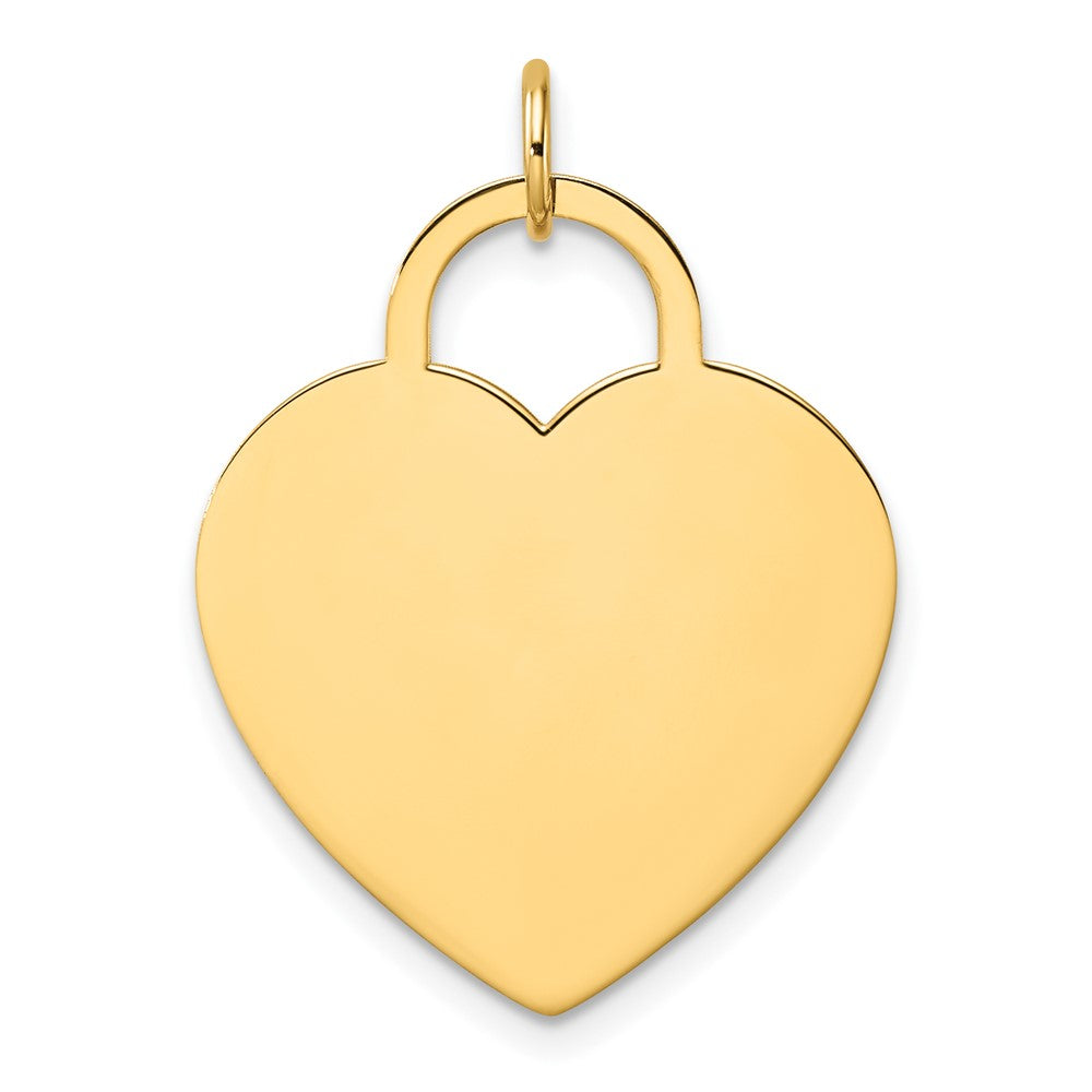 14k Yellow Gold Engravable Heart Disc Charm or Pendant, 22mm, Item P25767 by The Black Bow Jewelry Co.