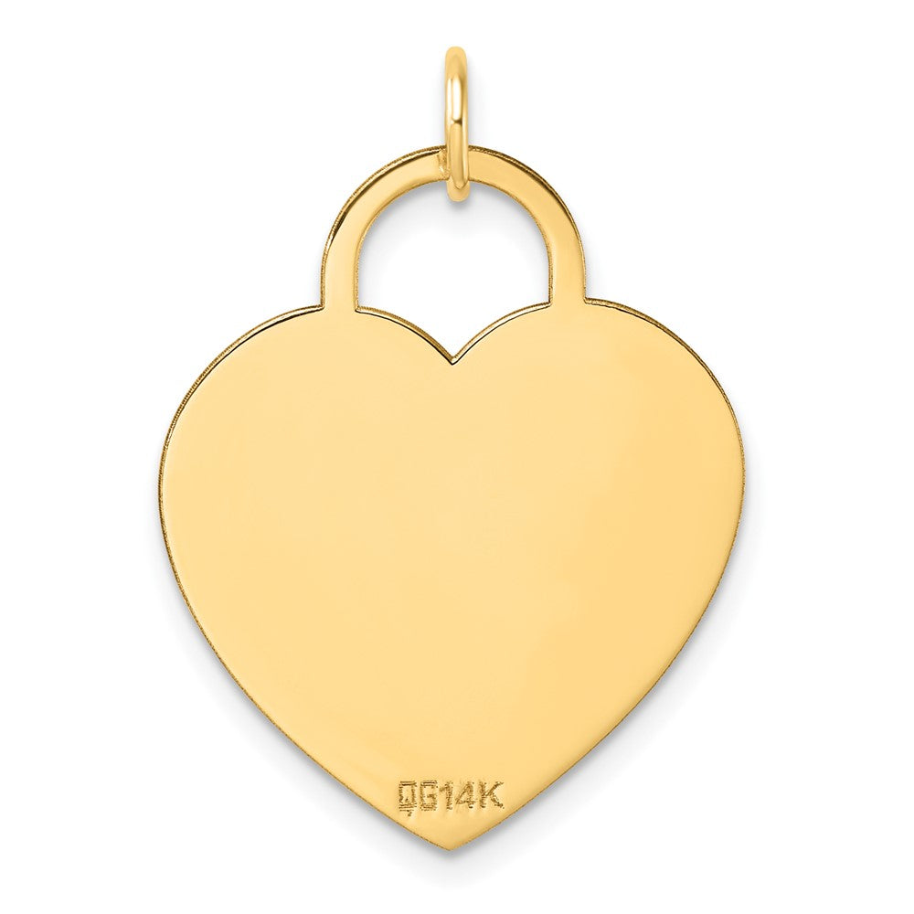 Alternate view of the 14k Yellow Gold Engravable Heart Disc Charm or Pendant, 22mm by The Black Bow Jewelry Co.