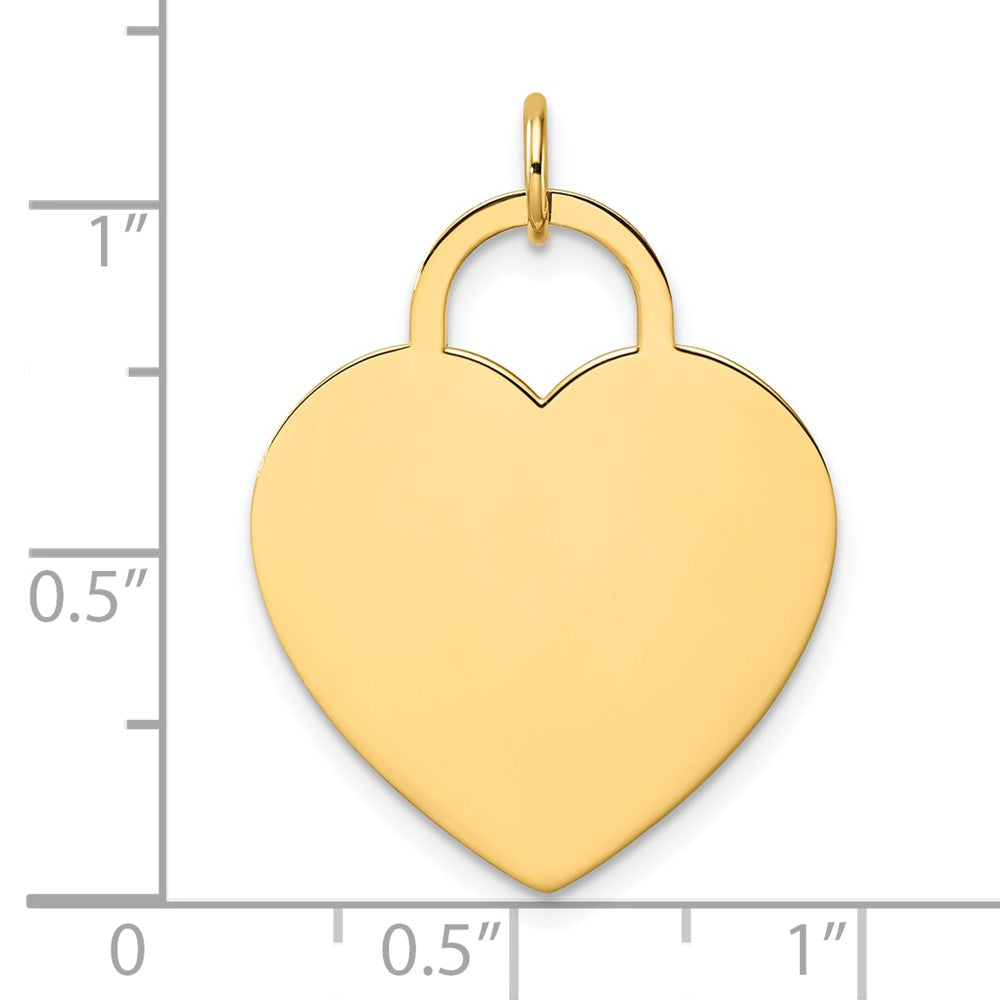 Alternate view of the 14k Yellow Gold Engravable Heart Disc Charm or Pendant, 22mm by The Black Bow Jewelry Co.