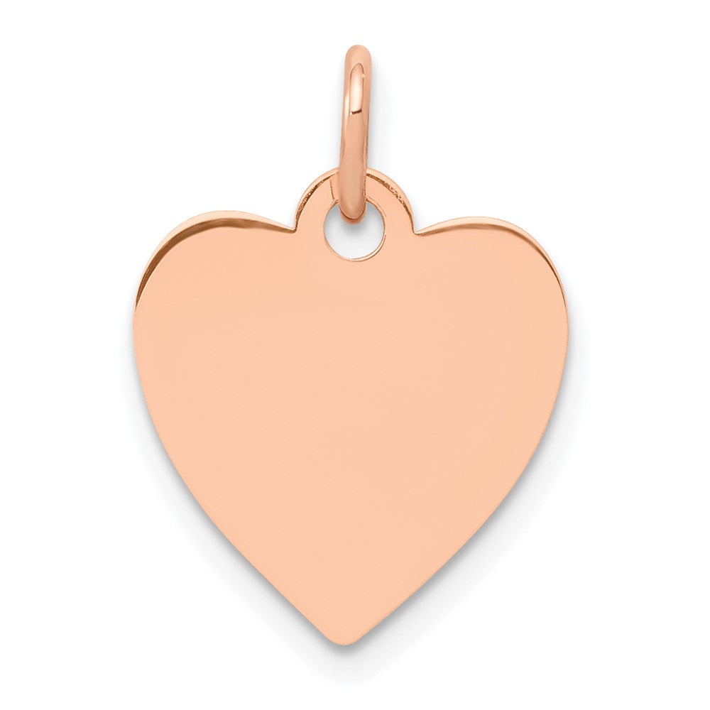 14k Rose Gold Engravable Heart Disc Charm or Pendant, 13mm, Item P25770 by The Black Bow Jewelry Co.