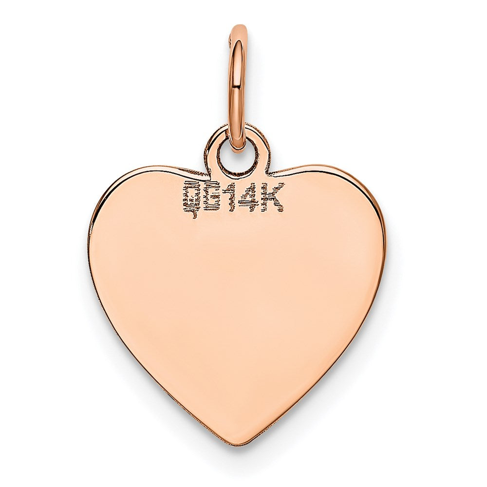 Alternate view of the 14k Rose Gold Engravable Heart Disc Charm or Pendant, 13mm by The Black Bow Jewelry Co.