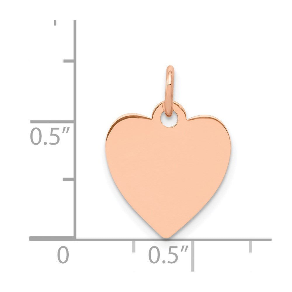 Alternate view of the 14k Rose Gold Engravable Heart Disc Charm or Pendant, 13mm by The Black Bow Jewelry Co.