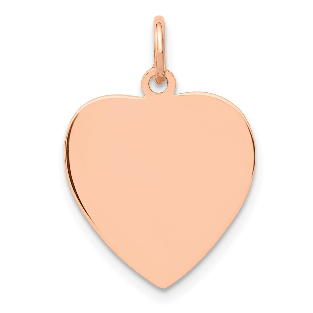 14k Rose Gold Engravable Heart Disc Charm or Pendant, 15mm, Item P25771 by The Black Bow Jewelry Co.