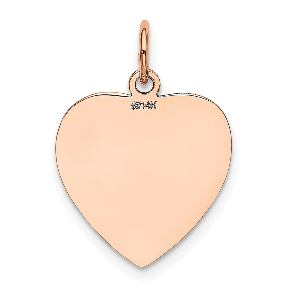 Alternate view of the 14k Rose Gold Engravable Heart Disc Charm or Pendant, 15mm by The Black Bow Jewelry Co.