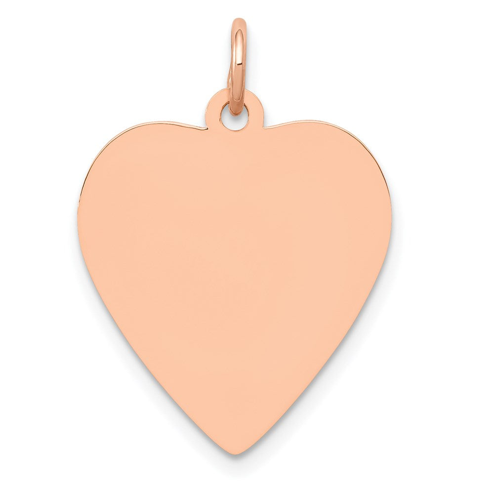 14k Rose Gold Engravable Heart Disc Charm or Pendant, 18mm, Item P25772 by The Black Bow Jewelry Co.