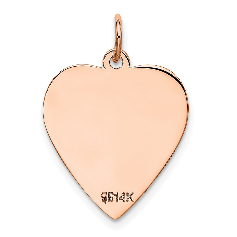 Alternate view of the 14k Rose Gold Engravable Heart Disc Charm or Pendant, 18mm by The Black Bow Jewelry Co.